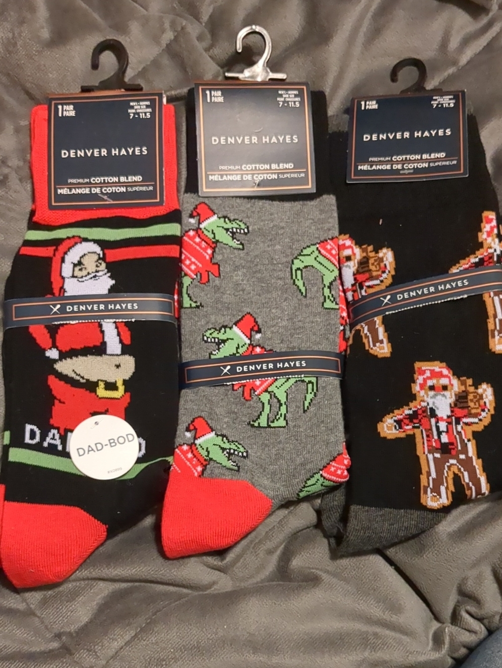 🎄Denver Hayes Men's Holiday Novelty Socks - Black, Gray, Red, Green